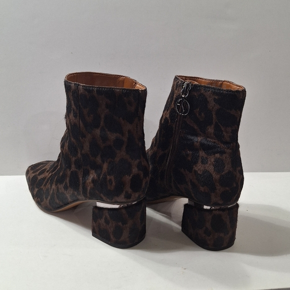 Franco Sarto Leather Calf Hair Black Brown Marquee Leopard Animal Print Boot 8.5 - Picture 8 of 13